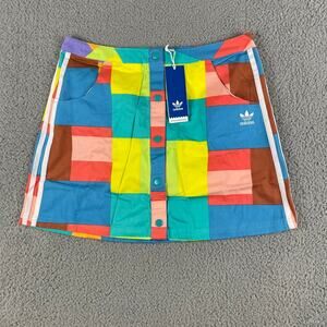Adidas Originals Women's Small Multicolor Geometric Front Snap On Short Skirt